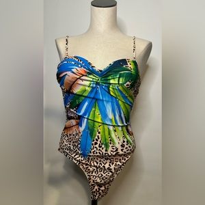 One piece swimsuit tropical tiger print - NWOT Size Small